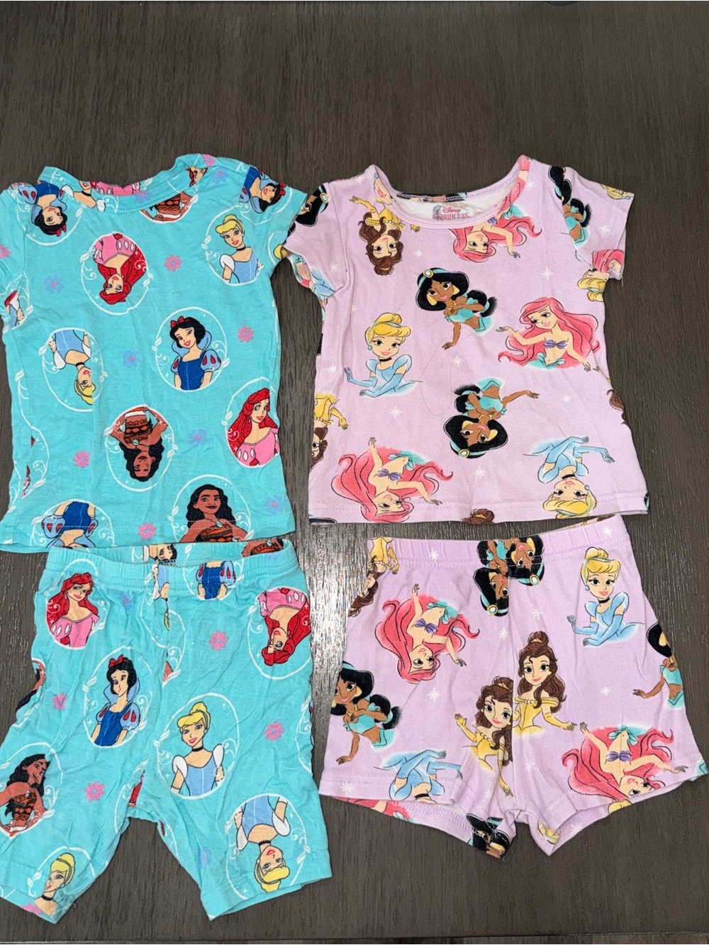 Disney Princess Short Pajama Sets - Turquoise & Light Purple
